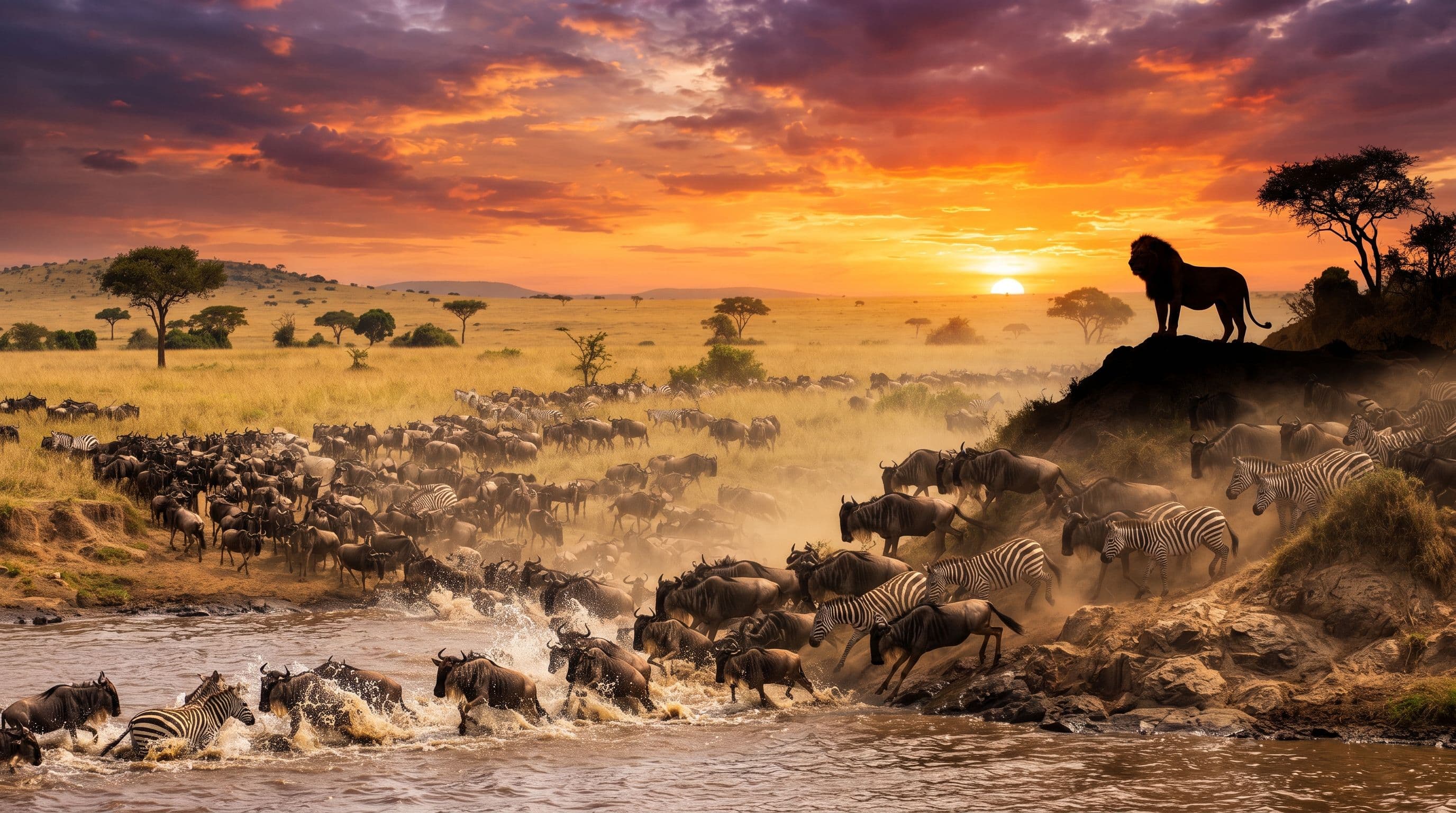 savana in blood sun set